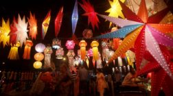 Indians buy lanterns from roadside stalls ahead of Hindu festival of lights Diwali, in Mumbai, India, Sunday, Oct. 27, 2013. Lanterns are a popular traditional decoration as people decorate their homes during the Diwali festival. (AP Photo/Rafiq Maqbool)